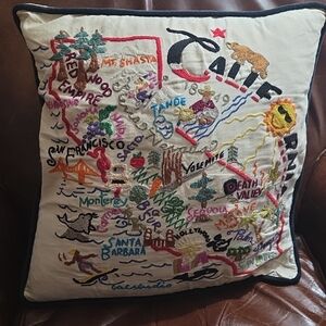 Catstudio 2004 VINTAGE Embroidered California Map Pillow. So Many Lovely Details